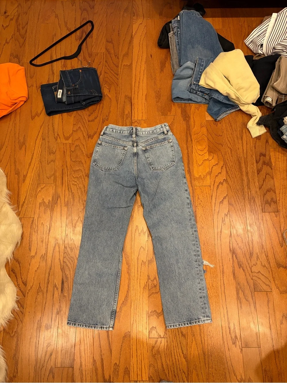 Topshop light blue distressed‎ denim jeans